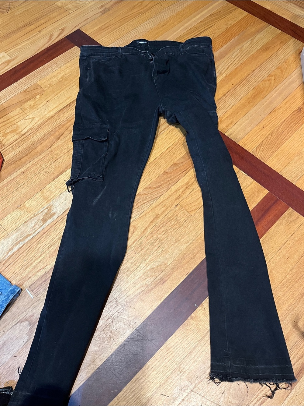 Black Cargo Flare Jeans